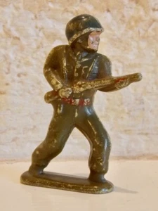 1950s Ajax Plastic Soldier Advancing w/Rifle Worn Paint Great Patina 2.5" - Picture 1 of 8