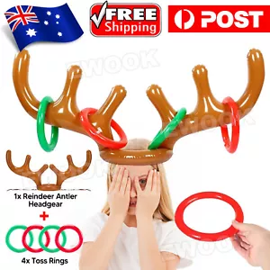 Antler Reindeer Hat Christmas Party Game Ring Moose Inflatable Toss Holiday Toys - Picture 1 of 9