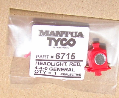 HEADLIGHT PART # 6715 RED WITH SILVERED LENS FOR MANTUA TYCO 4-4-0 GENERAL, HO - Image 1 of 4