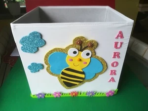 CUBO PORTAGIOCATTOLI CONTENITORE con NOME Hand Made per bimbo o bimba - Foto 1 di 8