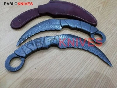 12" Rare Hand Forged  Damascus Steel Hunting Full tang Antique  Karambit Knife - Image 1 of 3