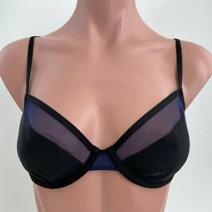 Victoria's Secret Unlined Underwire Demi Mesh Bra - Black - Size 32D - NWOT - Picture 1 of 10