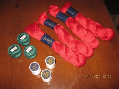 Lot of Anchor Pearl Cotton Embroidery & Cross Stitch Red/Green Gold & Silver - Image 1 of 4