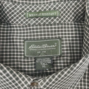 Herren Eddie Bauer XL TALL knitterarm Relaxed Fit Langarm Hemd grün - Bild 1 von 10