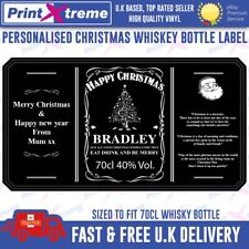 Personalised Christmas Whiskey Bottle Label xmas gift present 70cl Bourbon
