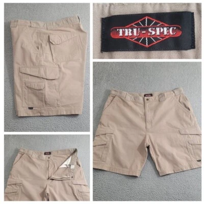 Pantalones cortos Tru Spec Tactical Cargo para hombre 42 beige frente plano 8” entrepierna algodón Foto 1 de 4