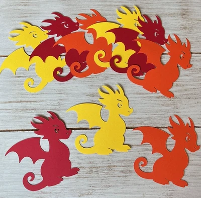 30 decorações de mesa de festa de sala de aula recortes de dragão amarelo e laranja vermelho - Imagem 1 de 2