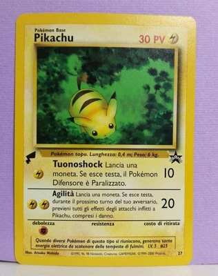 Pikachu 27 Italian World Collection Black Star Promo Gold Tail Pokemon WoTC 2000 - Image 1 of 4