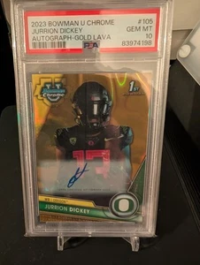 Jurrion Dickey Gold Lava Auto /50 2023 Bowman Chrome U University - Picture 1 of 2