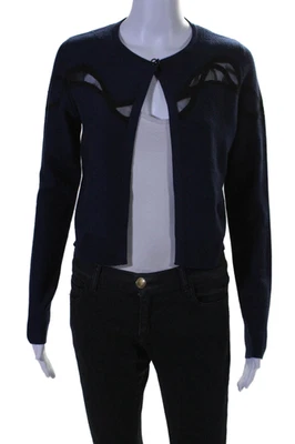 Elie Tahari Womens Cardigan Sweater Navy Blue Black Wool Size Extra Small - Image 1 of 4