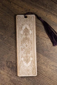 Laser engraved mandala wood bookmark - boho reader gift - Picture 1 of 8