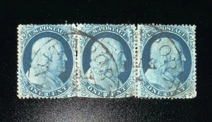 Estampillas tempranas de Estados Unidos #20 usadas 1¢ tipo II de 1857 ¡¡TIRA DE 3!!  ¡¡ESCASO!! CV$1,000.00+ - Imagen 1 de 3