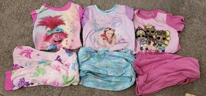 Lot Of Girls Pajamas Size 8/10 Trolls LOL Like Nastya Pants Long Sleeve Pink - Picture 1 of 6