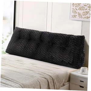 Large Headboard Wedge Pillow, Bed Rest Reading Pillow, Back Support Queen Black - Picture 1 of 8