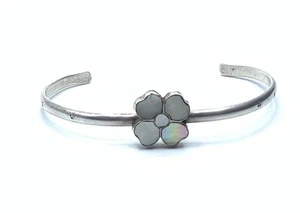 Vintage Native American Sterling Silver Mop Inlaid Ladies 6.5” Cuff Bracelet - Imagen 1 de 7