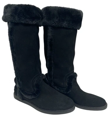 Bass Annabeth Boots Women's 6M Black Suede Leather Fleece Lined Mid Calf - Image 1 of 4