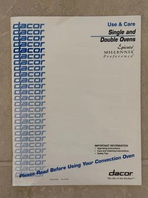 DACOR OWNERS MANUAL Wall Oven Single/Double Convection Self Cleaning Instruction - Image 1 of 4