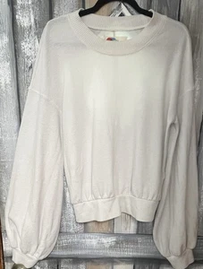 Free People FP Beach Oversized Sweatshirt Cozy Balloon Sleeves Tunic Coastal - Picture 1 of 7