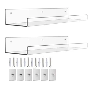 2Pack Acrylic Shelves for Wall Storage,15Inch Floating Bookshelves for Kids1033 - Picture 1 of 6