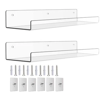2Pack Acrylic Shelves for Wall Storage,15Inch Floating Bookshelves for Kids1033 - Image 1 of 4