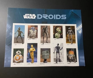 U.S. Scott #5573-82 Star Wars Droids 2021 Header Block of 10 S/A Forever MNH - Bild 1 von 2