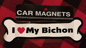 Bone Magnet I love My Bichon Car refrigerator Proudly made in the USA - Picture 1 of 1