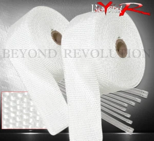 30Ft X 2" X 1.5mm Fiberglass Heat Wrap Shield Cover Pipe Kit White - Bild 1 von 1
