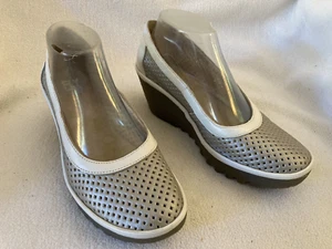 Fly London Yoko Perforated Leather Platform Wedge Shoes Women's Sz 8/39, VGUC - Picture 1 of 15