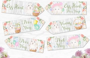 6 White Rabbit Easter Egg Hunt Decoration Arrows - Picture 1 of 3