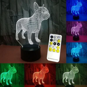 French Bulldog 3D Lamp LED Night Light 7 Colors USB Touch Table Desk Lamp Gift - Picture 1 of 11