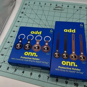 onn. Protective Holder With Strap and Carabiner for Apple Air Tag Pack Of 4  x 2 - Picture 1 of 7