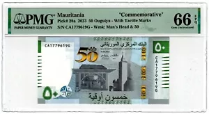 Billete Mauritania 50 Ougiyah P28 2023 un prefijo UNC calificado CA PMG - - Imagen 1 de 2