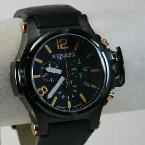 NUOVO Orologio Da Uomo Renato T-Rex Gen. II Aviator, Svizzero Ronda 5040D, Nero/Nero IP - Foto 1 di 9