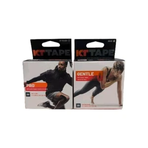 2 Rolls of KT Tape Pro + Gentle Extreme - 20 Strips Each, Black & Stealth Beige - Picture 1 of 6