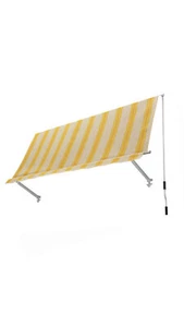 TENDA SOLE A CADUTA 4x3 MT SENZA CASSONETTO BRACCI GIALLA BIANCA BALCONE 3912 - Foto 1 di 1