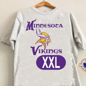 Maglia classica Minnesota Vikings NFL logo calcio manica corta colore cenere KV23061 - Foto 1 di 2