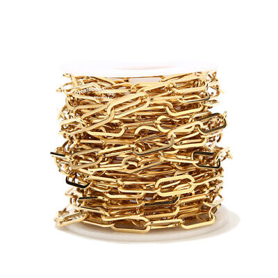 5 Meter Stainless Steel 6.5mm Width Gold Paperclip Chains Flat Oval Cable Chain  • 15.30€