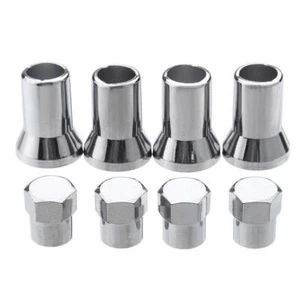 4x Silver Chrome Valve Stem Cap Cover Wheel Sleeve Slide Car/Truck/Bicycle Short - Picture 1 of 7