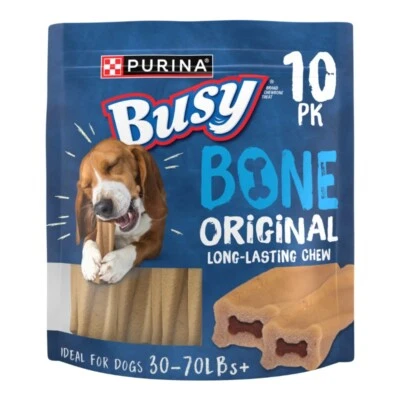 Busy Bone 30-70+ libras golosinas para perros carne de cerdo original, masticables de larga duración, bolsa de 35 oz Foto 1 de 4