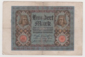 German Hundred Mark Note Weimar Republic 1920 Reichsbanknote P-69