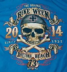 Daytona Beach Florida 73rd Annual Bike Week 2014 Biker T Shirt L Preowned - Picture 1 of 12