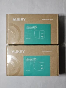 2 Packs Aukey Minima 20w USB-C PD Fast Charger w/ Foldable Plug -Brand New - Picture 1 of 2