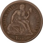 1875-CC NAD WIEŃCEM LIBERTY SEAT DIME - WYSOKIEJ JAKOŚCI PRZYKŁAD CYRKULACJI! CARSON CITY!