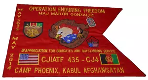 OEF 2013 - 2014 Camp Phoenix Afghanistan Maj. Gonzalez Swallowtail Guidon Flag - Picture 1 of 9