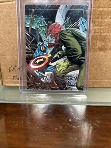 1992 Marvel Masterpieces Skybox Battle Spectra Captain America Red Skull 5D - Picture 1 of 2