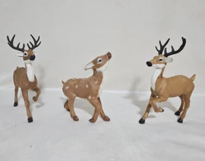 3 Byers Choice Reindeer ~ 2 w Antlers & 1 Fawn with Spots - Picture 1 of 24