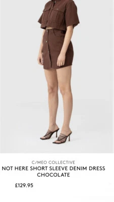 C/MEO Collective Not here short sleeve denim dress chocolate size S RRP £129.95 - Image 1 of 4