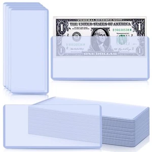 30 Pack Hard Plastic Clear Money Holder, 6.8" x 2.9" Waterproof Currency Sleeves - Picture 1 of 7