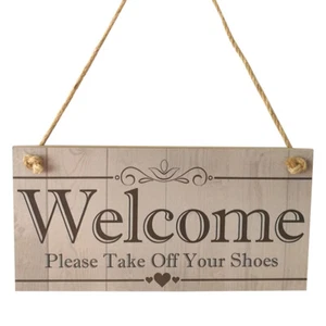Take Off Shoe Wall Hanging Sign Wooden Welcome Please Sign Door Decorations - Picture 1 of 6