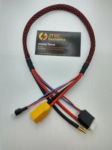 Battery Lead 2s Charge Balance 4mm bullet To XT90 style Lipo 24in long ichar 406 - Picture 1 of 3